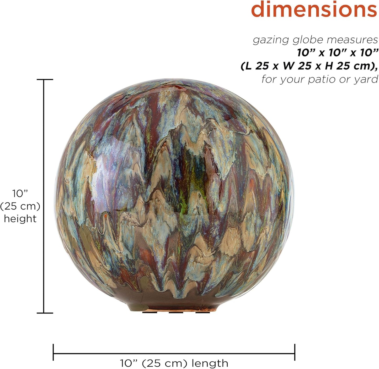 Alpine Corporation 10" Tall Indoor/Outdoor Glazed Ceramic Gazing Globe Yard Decoration