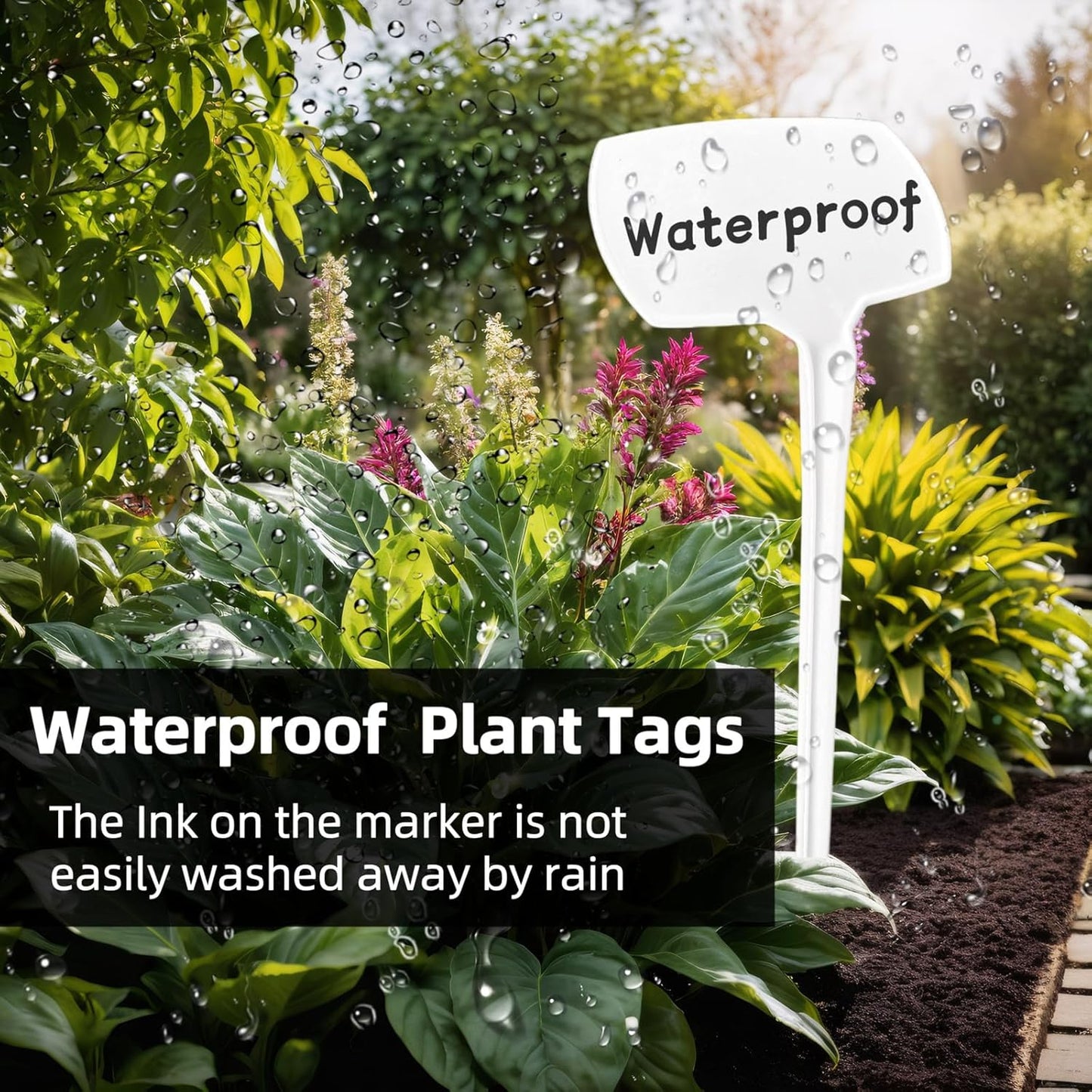 Large Plant Markers, 14.1'' Tall Plant Labels for Outdoor Garden Waterproof Durable T-Type Plastic Garden Labels, Perfect for Herbs, Flowers, Vegetable with a Marker Pen (12PCS)