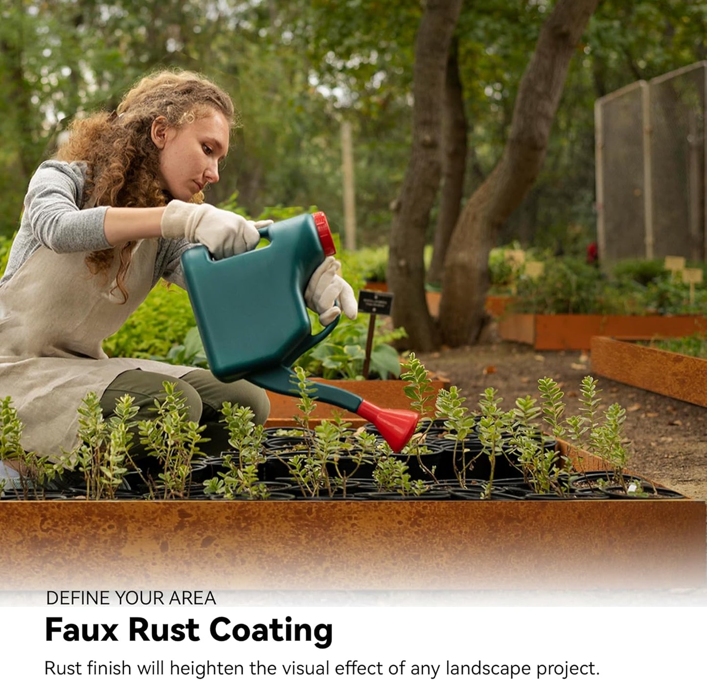 Worth Galvanized Steel Landscape Edging 6" x25' Metal Garden Edging Roll Flexible Bender Border with 8Pcs Stakes for Lawn, Flower Bed Edges, Rust-Like Color