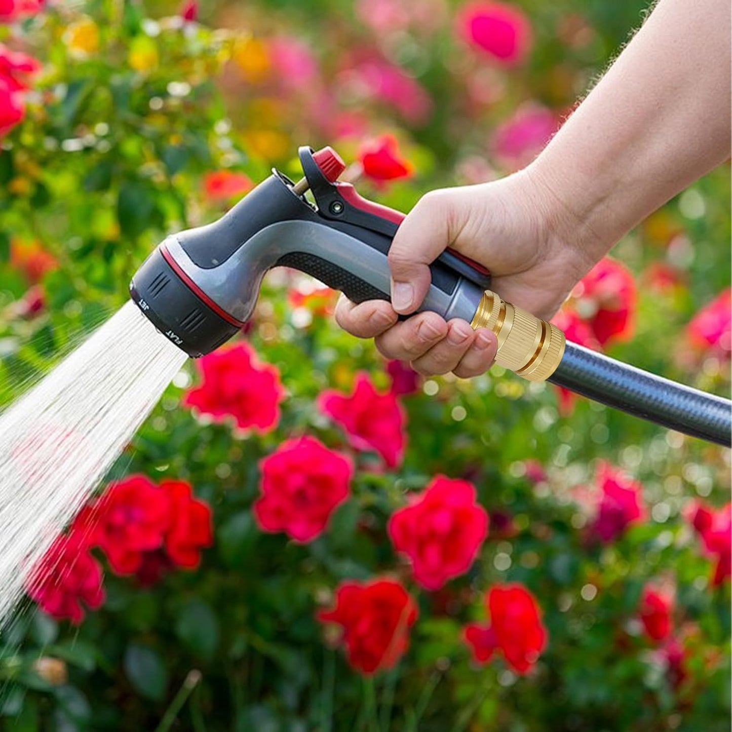 Hourleey Garden Hose Quick Connect, 4 Set Solid Brass 3/4 Inch GHT Thread Garden Hose Quick Connect Fittings, No-Leak Male and Female Water Hose Quick Release Connectors