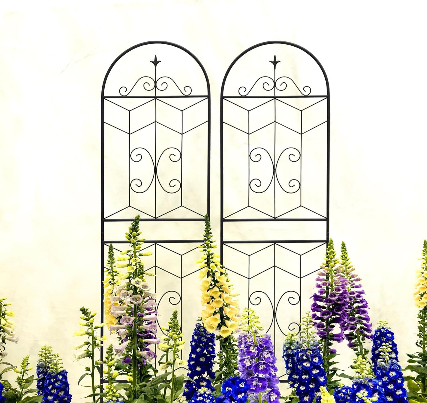 Metal Garden Trellis Rustproof Trellis for Climbing Plants Outdoor Flower Support (Black-2 Pack, 71"x19.7")