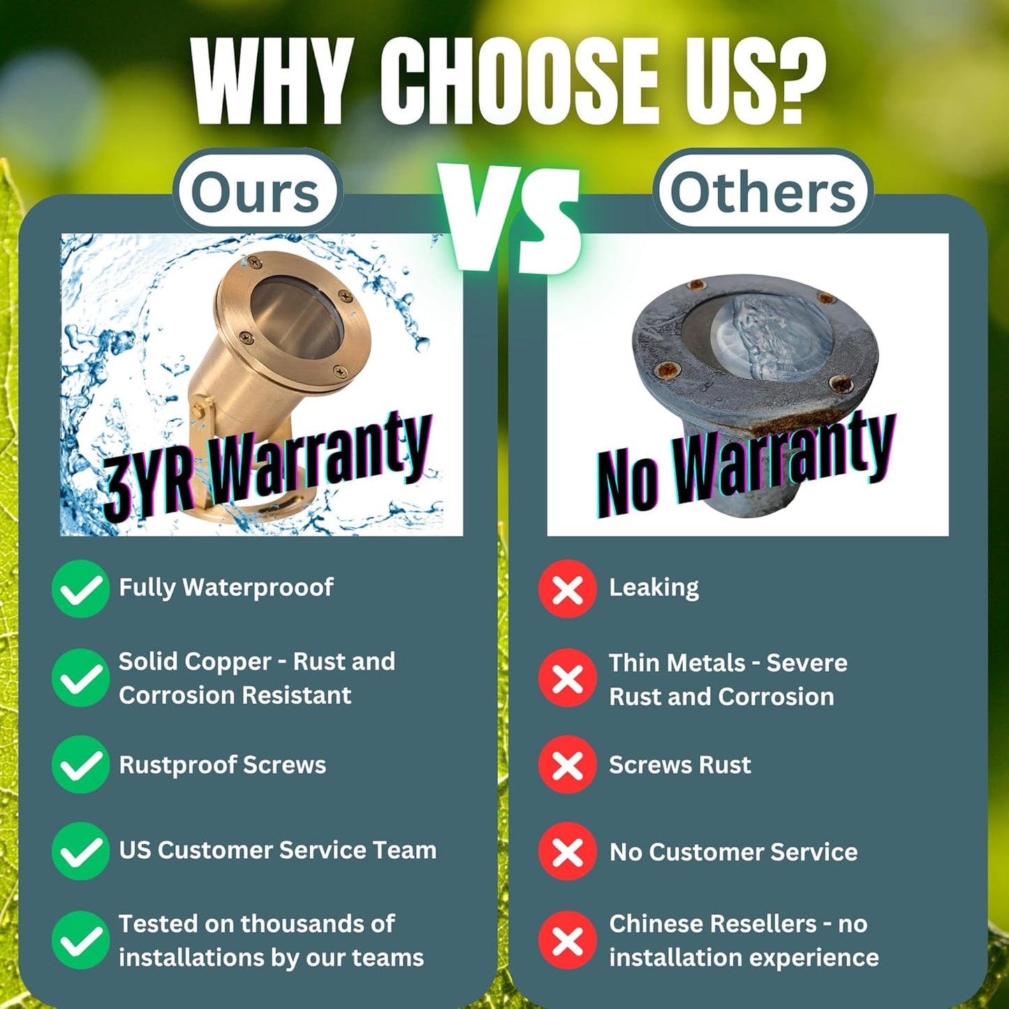 Waterproof Underwater Light 176 Solid Brass 7W MR16 LED Bulb Pond Light Submersible Waterfall Pool Fountain for Beautiful Bright Long Lasting Home Garden Patio Pool