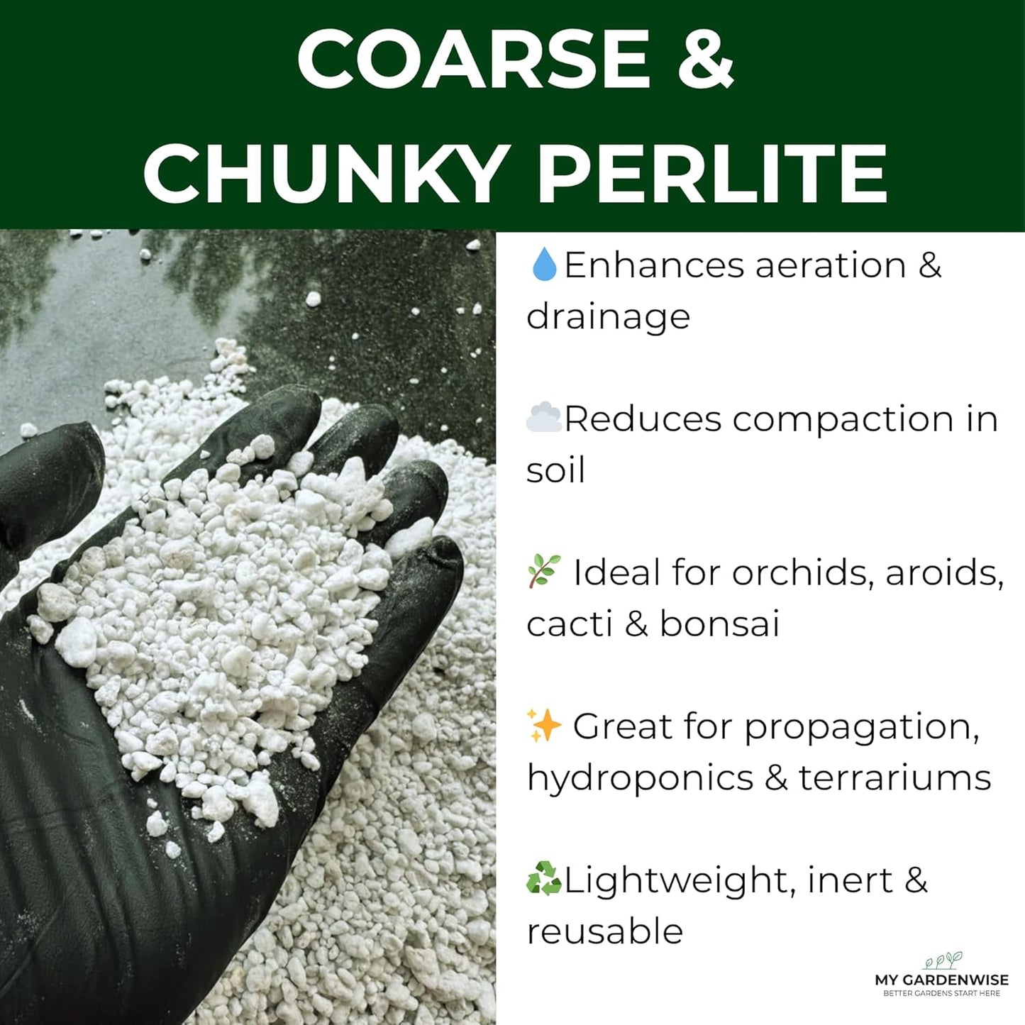 Perlite for Plants, Coarse and Chunky Horticultural Perlite, Organic Perlite for Gardening Indoor & Outdoor, Perlite Bulk Bag, Made in USA (3 quarts)
