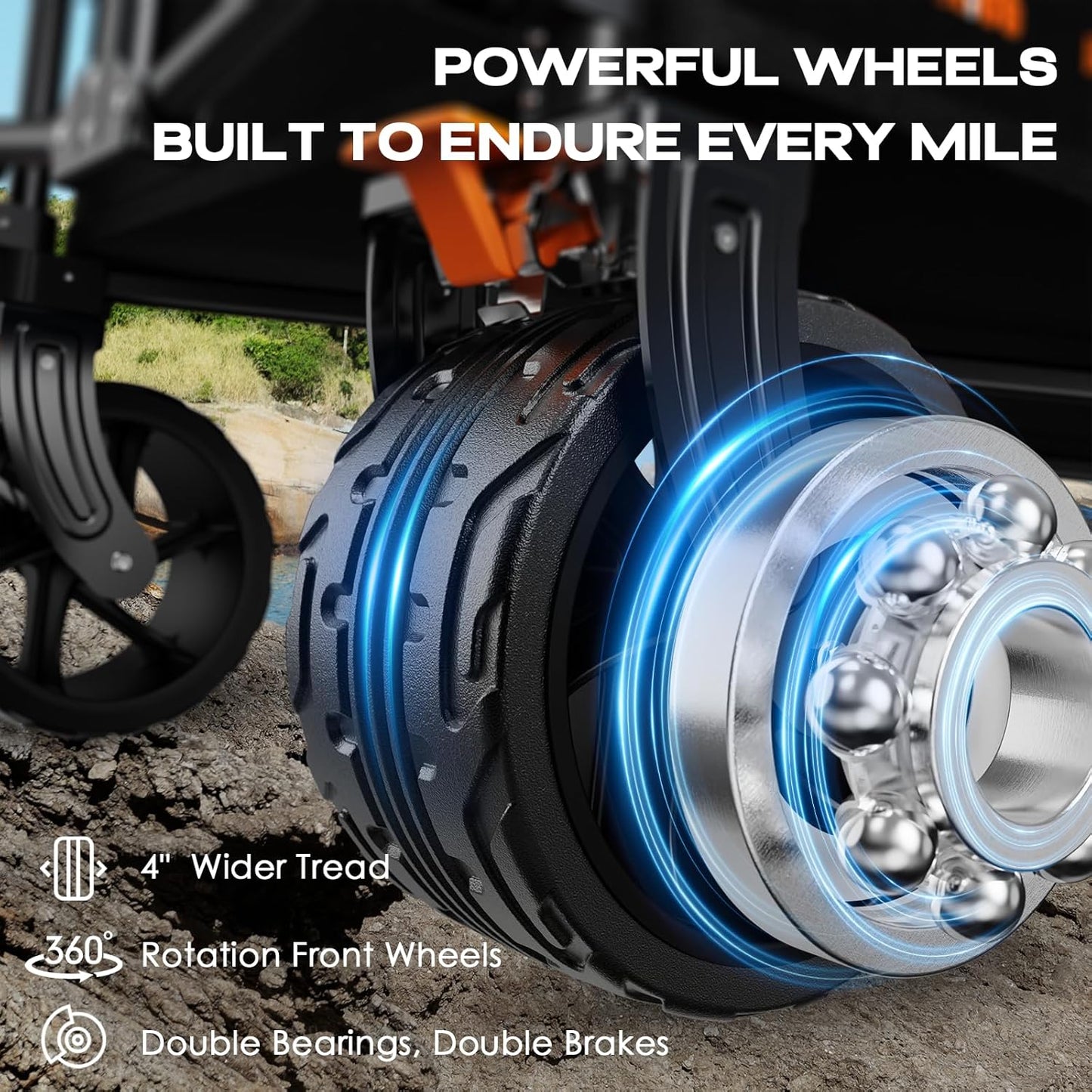 Navatiee 300L Collapsible Wagon Cart Foldable Extra Large, 48''L Folding Extended Beach Wagon with 440LBS Weight Capacity and Big All-Terrain Wheels, Heavy Duty Utility Garden Cart for Sports Outdoor