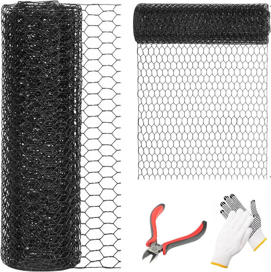 48'' x 50' Black Chicken Wire Fencing, 1 inch Chicken Wire and 20 Gauge Poultry Netting, Garden Mesh Fence Roll for Floral Arrangements/Crafts/Farm/Livestock/Pet Protection