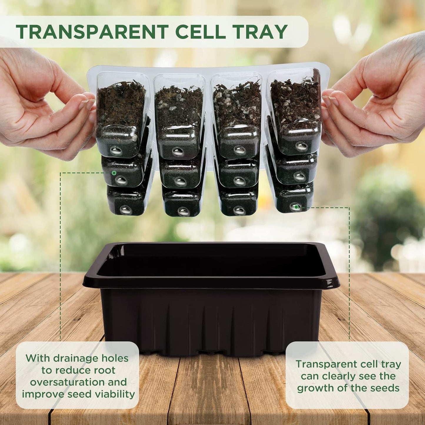 Seedfactor Seed Starter Tray with Light, 6PCS Seed Starter Kit with Grow Light, Seedling Starter Trays with Humidity Domes, Covers Height 3.9", Indoor Gardening Plant Germination Trays