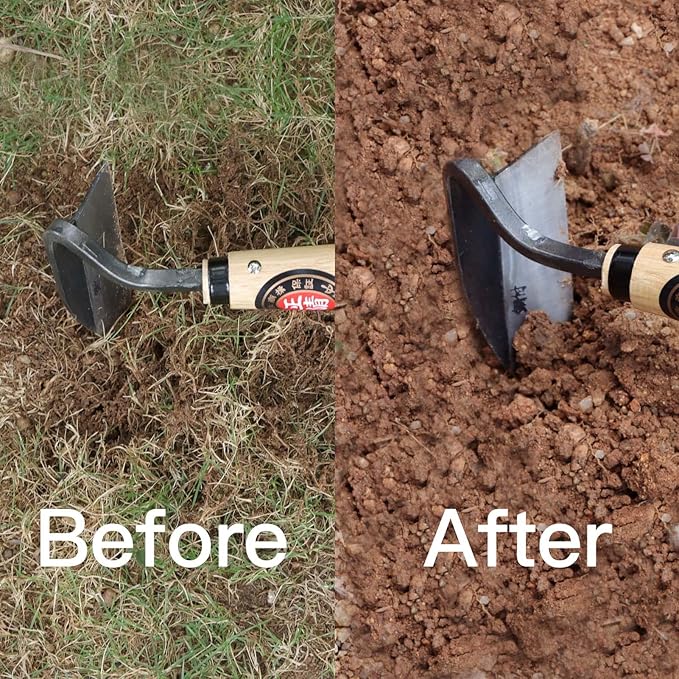 Kana Hoe 217 Japanese Garden Tool - Hand Hoe/Sickle is Perfect for Weeding and Cultivating. The Blade Edge is Very Sharp. (Beige-023)