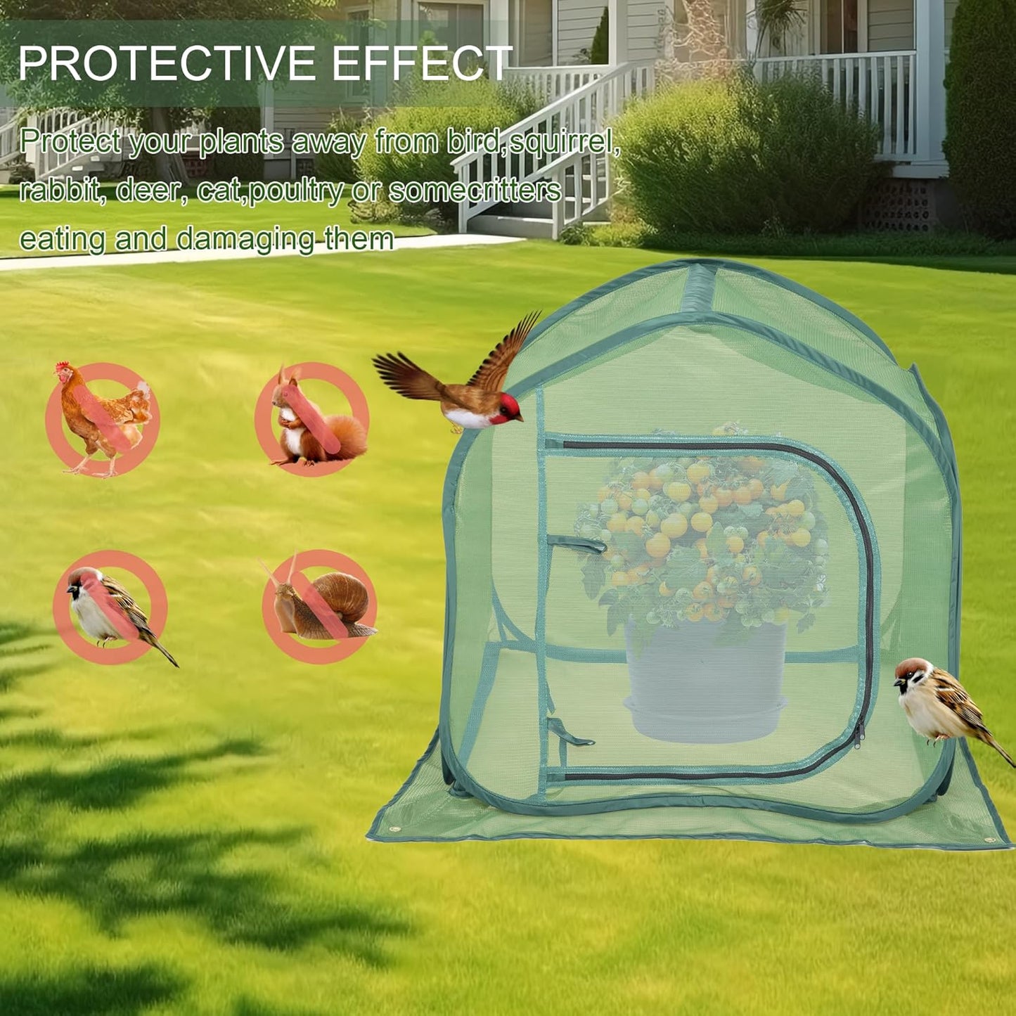 UV-Resistant Durable Pop Up Plant Covers & Garden Mesh Netting - Protective Bird Netting for Tomato & Crop Protection, Portable Pop-Up Mesh Plant Covers for Raised Beds