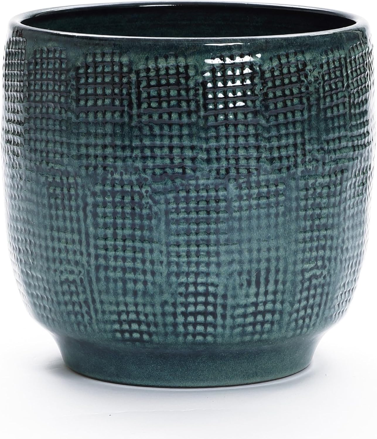 LuxenHome 12" Dia Large Ceramic Pots for Plants, Modern Green Glazed Planters for Outdoor Plants, Round Indoor Flower Pots with Drainage Hole and Rubber Plug for Home Garden Patio