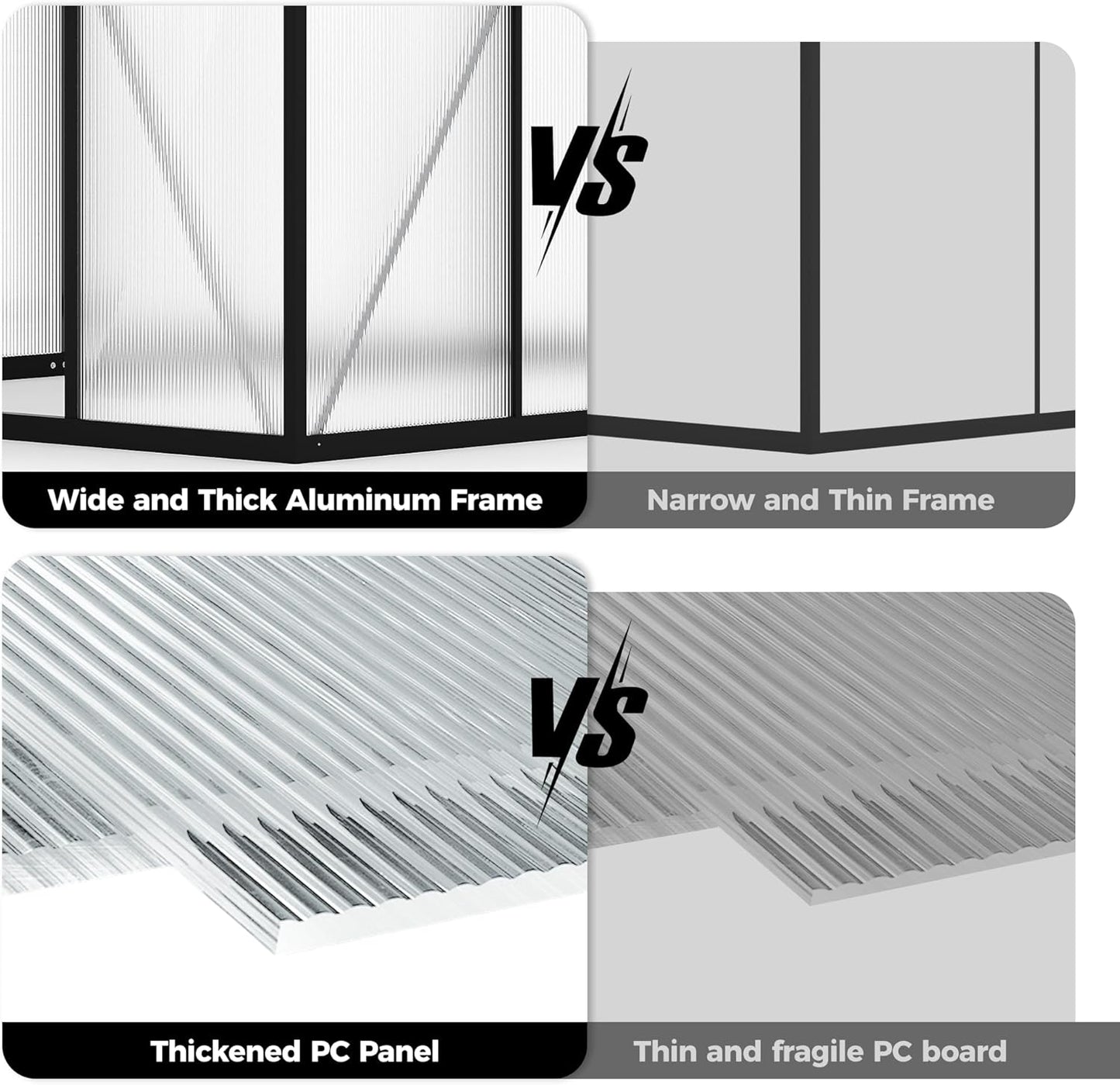 8x14 FT Greenhouse for Outdoors, Polycarbonate Greenhouse with Roof Vent, Enhanced Aluminum Large Walk-in Green House for Garden Backyard