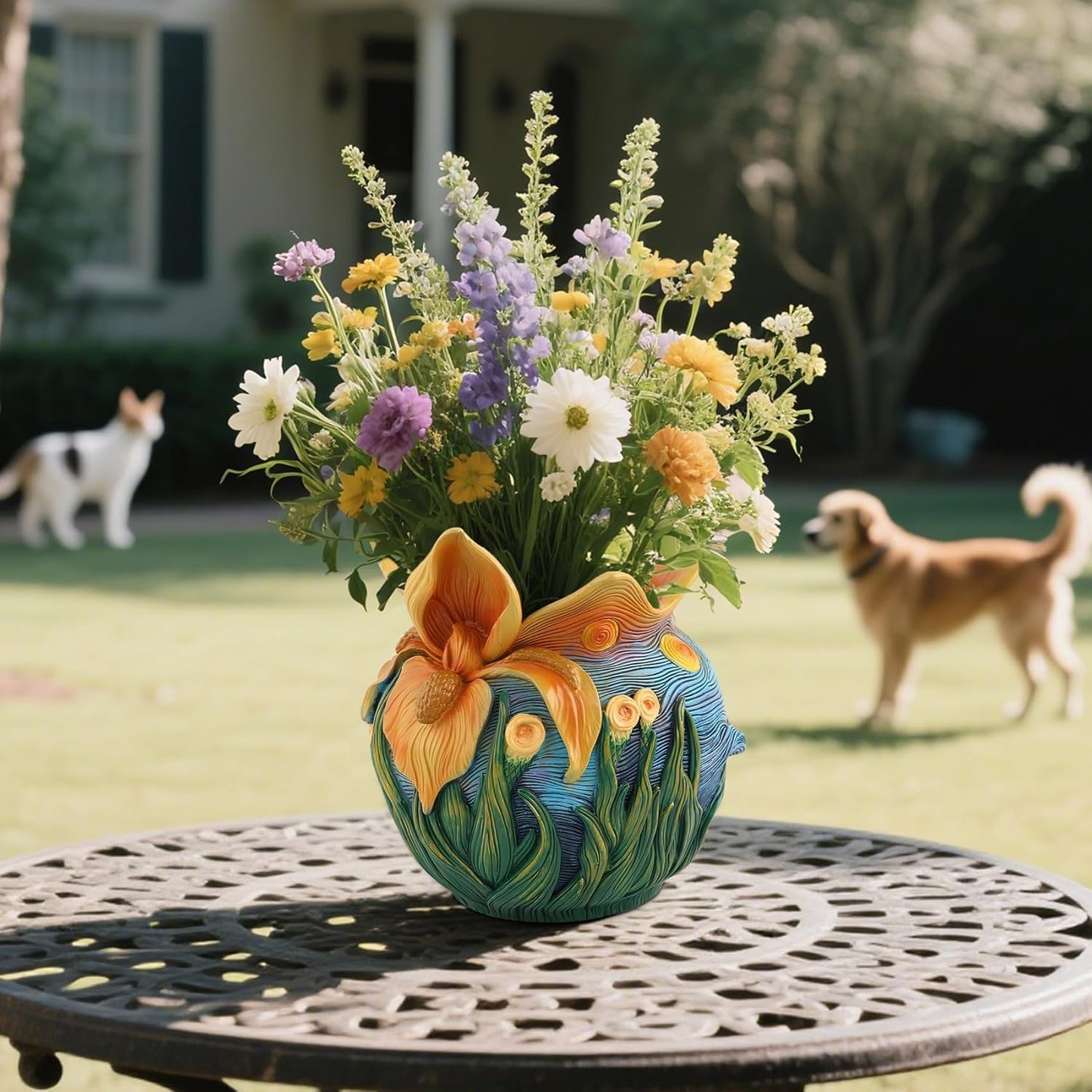 Flower Starry Sky Plant Pots - Flower Pots with Drainage Hole, Cute Unique Planter for Snake Plants/Cactus Indoor & Outdoor, Colorful Funny Room/Garden Art Decoration