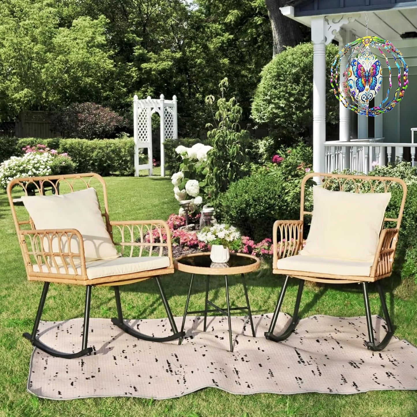 3D Hanging Wind Spinner Butterfly/Hummingbird, 10 Inch Stainless Steel Wind Spinners Outdoor Clearance, Garden Spinner for Outside Patio Yard Home Christmas Decor (Butterfly 01)