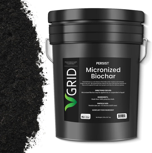 Persist Micronized Biochar Soil Amendment for Plants, for Use with Sprayers and Drip Line Systems, Improves Plant Soil, 100% Natural Active Carbon and Garden Plant Fertilizer (5 Gal)