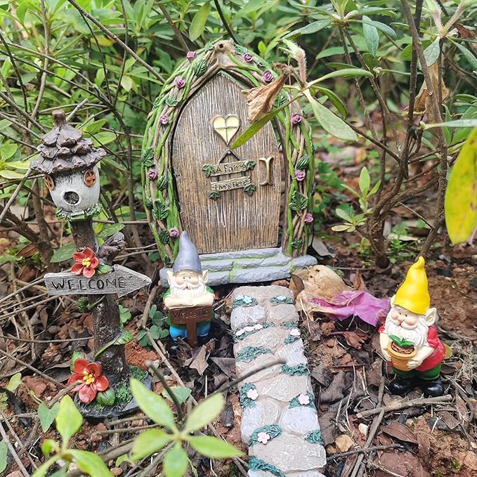 MUAMAX Miniature Gnome Figurines Fairy Gardens Gnomes Accessories Gift for Garden Little Gnomes Small Gnome 3''