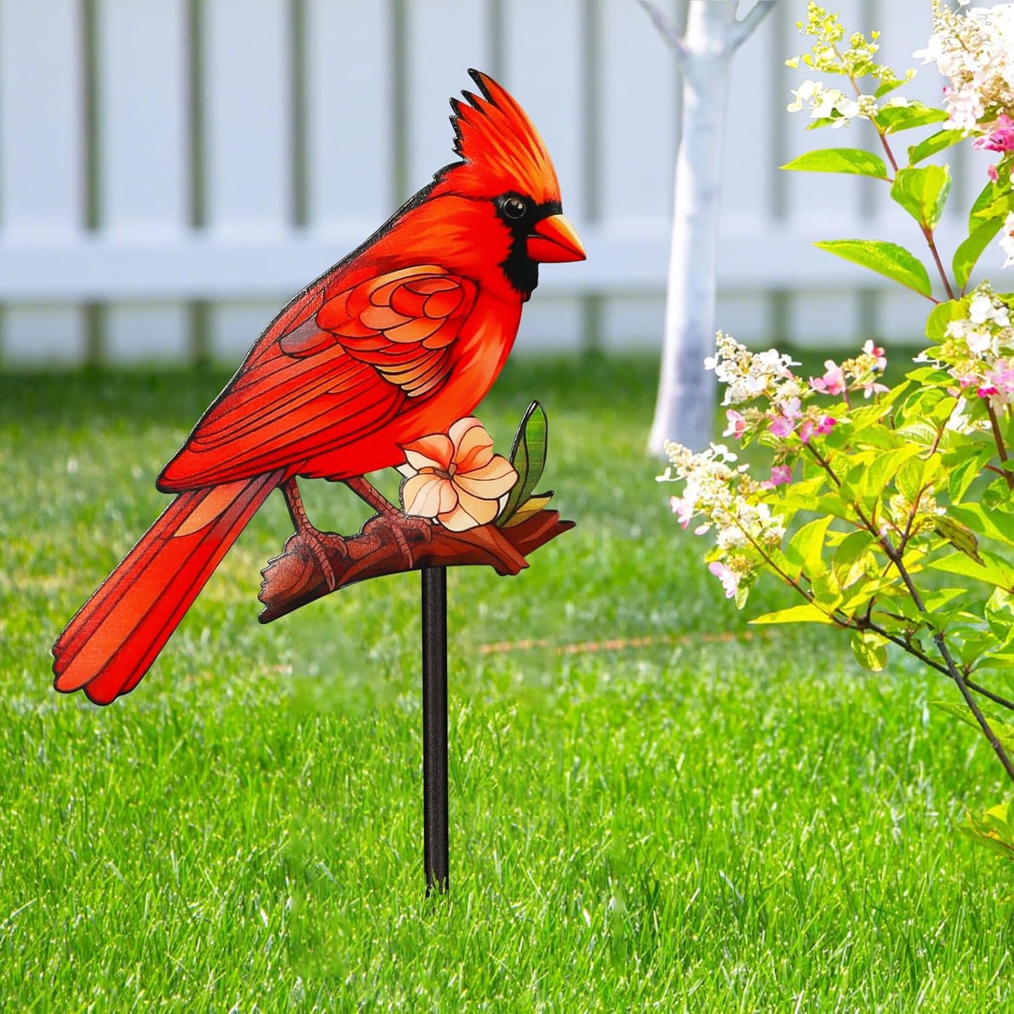 Decorative Garden Stakes with Cardinal Design Metal Yard Decorations for Outside, Patio, Outdoor Decor, Garden, Lawn Ornaments Gifts for Women Mom and Grandma