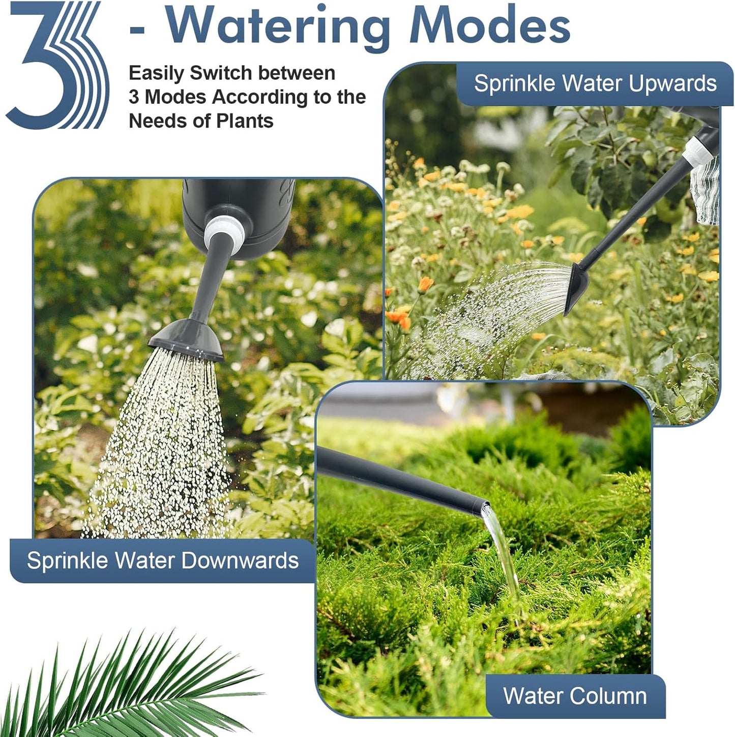 2 Gallon Watering Can for Outdoor Plants, Plant Watering Can with Removable Long Spout and Stainless Steel Sprinkler Head, Large Water Can for Garden Flowers Vegetables