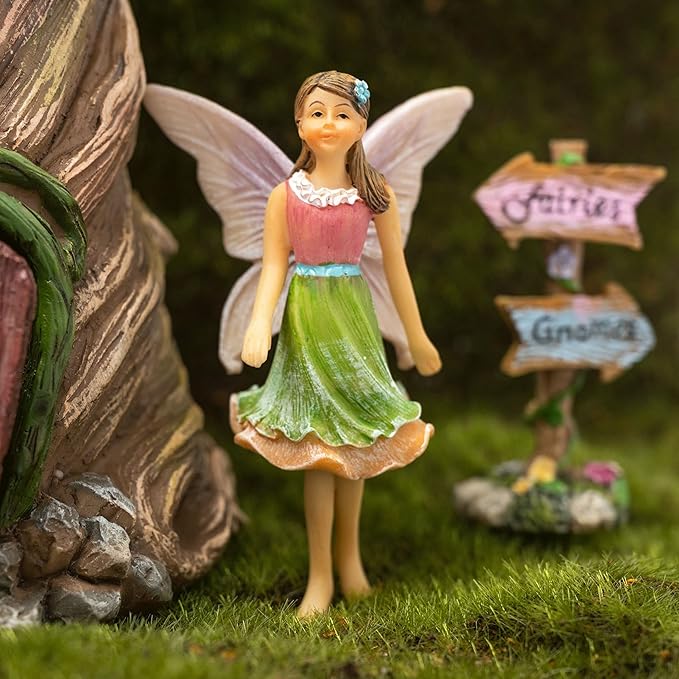 Fairy Garden Houses - Fairy House & Fairy Figures - Fairy Garden Ornaments & Fairies for Fairy Garden - Fairy Houses Kit - 4 Pieces