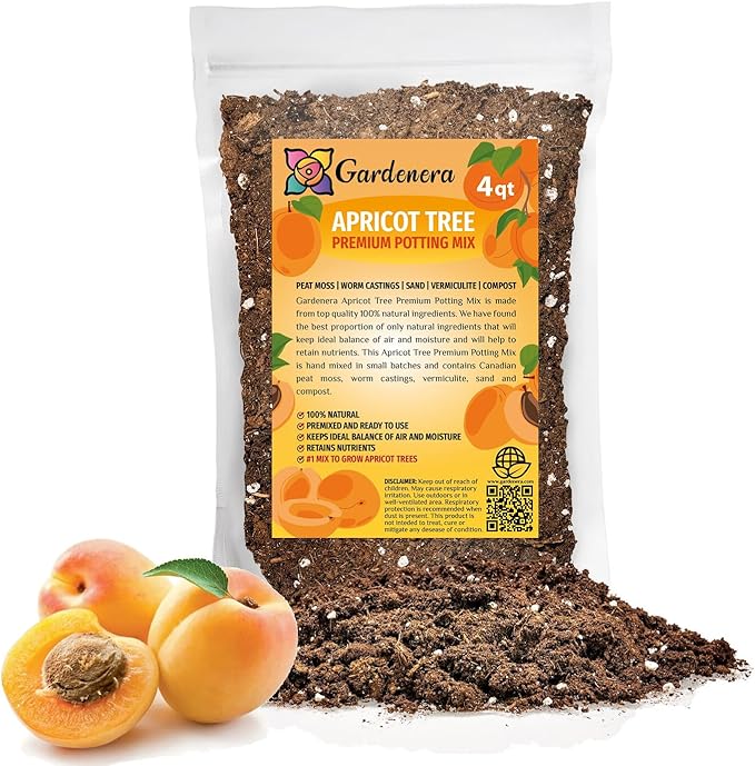Premium Apricot Potting Soil Mix - Ideal Nutrient Blend for Growing Robust, Flavorful, and Bountiful Apricots - 2 Quart