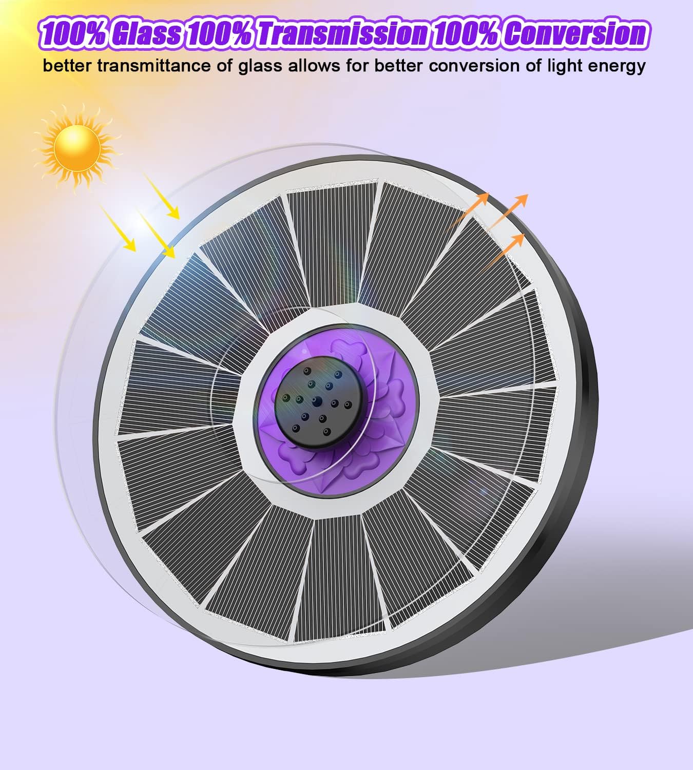 SZMP Solar Fountain 3.5W Bird Bath Fountains with Flower Upgraded Glass Panel, Solar Powered Water Fountain with 7 Nozzle & 4 Fixer, Solar Fountain Pump for Bird Bath, Garden, Pond, Pool (White)