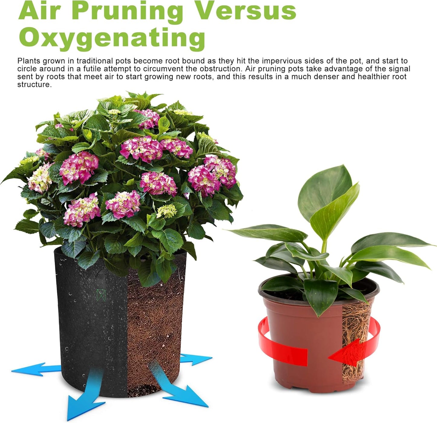 30 US Gallon 2 Pack Tall Grow Bags for Vegetables, Heavy Duty Nonwoven Aeration Fabric Deep Grow Pots with Handles