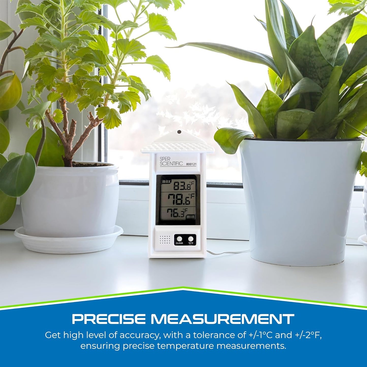 Sper Scientific Compact Digital Min/Max Thermometer 800121 - Wide Range Temperature Logger with Clear LCD Display - Ideal for Laboratories, Food Storage, HVAC & Greenhouses - 2 pc