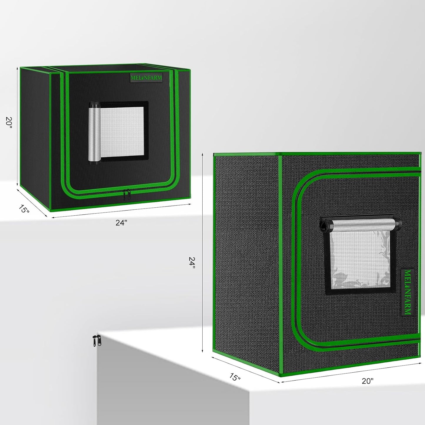 MELONFARM Small Grow Tent for Aerogarden，24”x16”x20” ，Hydroponics Growing System ，Highly Reflective 600D Diamond Mylar Canvas with Ventilation window and Floor Tray for Hydroponic Indoor Plant Growing