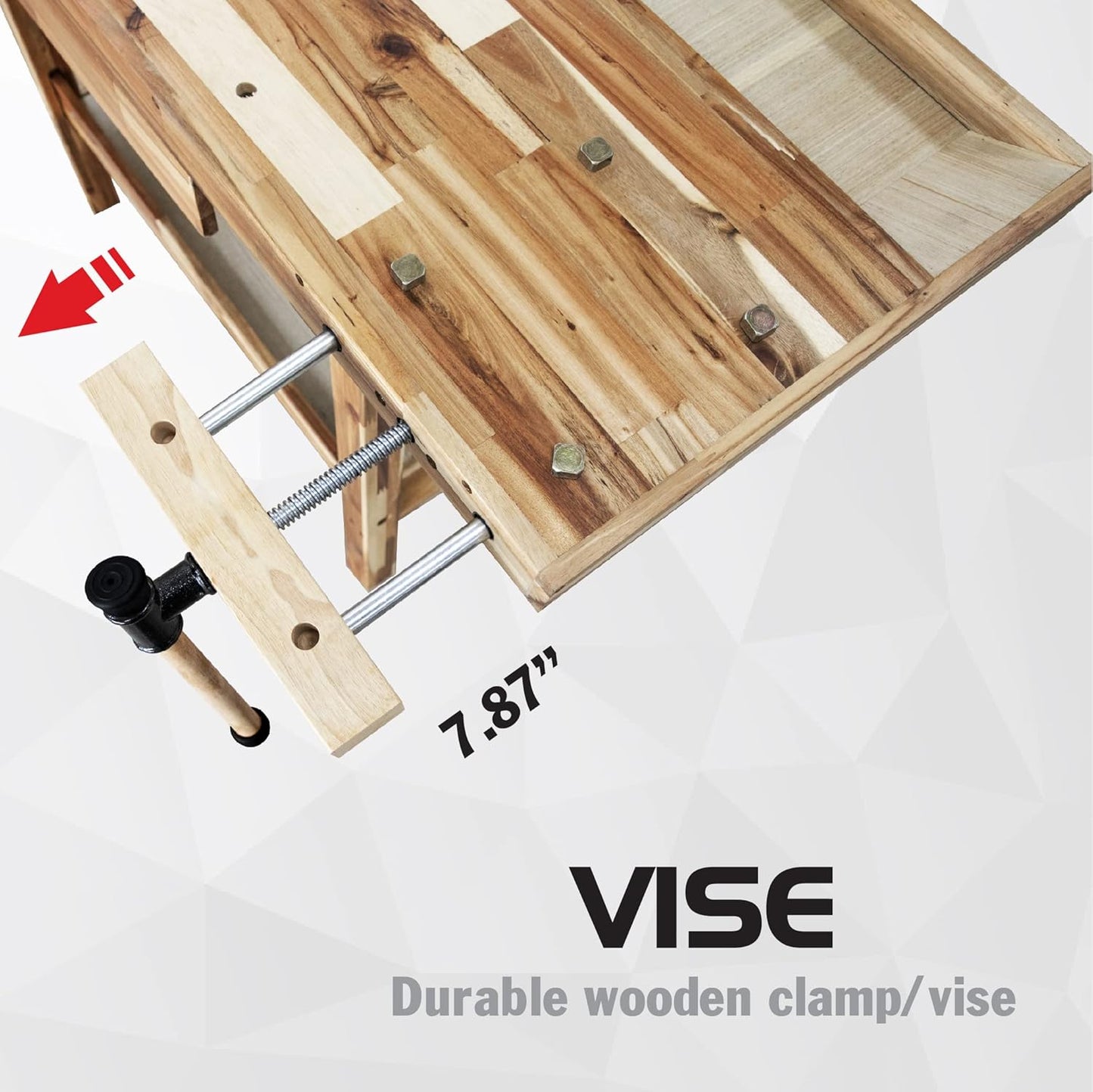 Olympia Tools 48-Inch Acacia Hardwood Workbench with Drawer - 330lbs Weight Capacity Heavy Duty Portable Wood Work Bench Table for Garage, Workshop, Home Storage - Woodworking Wooden Workbenches