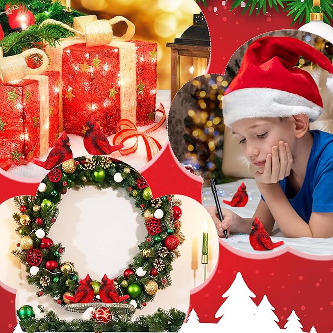 Roowest 72 Pcs Memorial Cardinal Gift Set Include Mini Red Cardinal Bird Statue Figures and Red Feathered Cards and Bags for Sympathy Memorial Gift