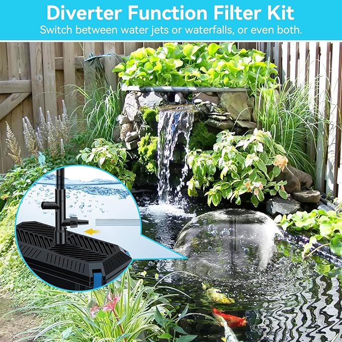 Antfraer Pond Filter with Pump Kits, Pond Filters for Outdoor Ponds Built In 660GPH Pond Pump, Pond Filter Box Suitable for Garden, Fountain, Pond, Animal Sink, Waterfall, Aquarium-Corded Electric