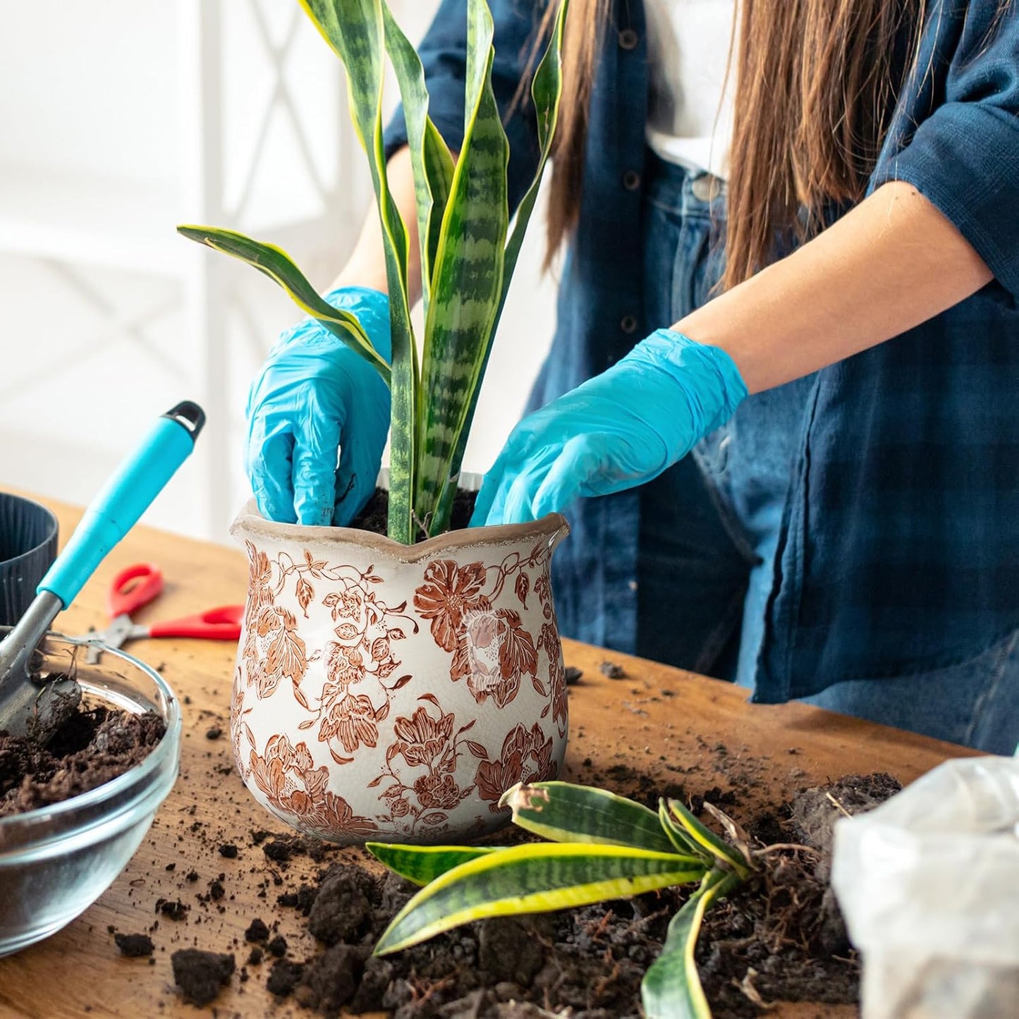 Newtay 6 Inch Ceramic Plants Pots Vintage Ceramic Flower Planters Crackle Glaze Finish Flower Pots Decorative Floral Vintage Planters for Living Room Garden Home Decor Gifts(Fresh)