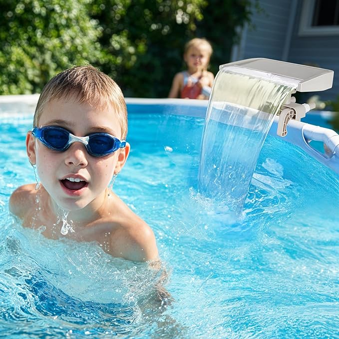 Pool Fountain Waterfall for Above Ground Pools, Smooth Flowing Pool Waterfall, Above Ground Pool Accessories, Cooling and Relaxation Pool Fountain for Outdoor Decor, Swimming Pool