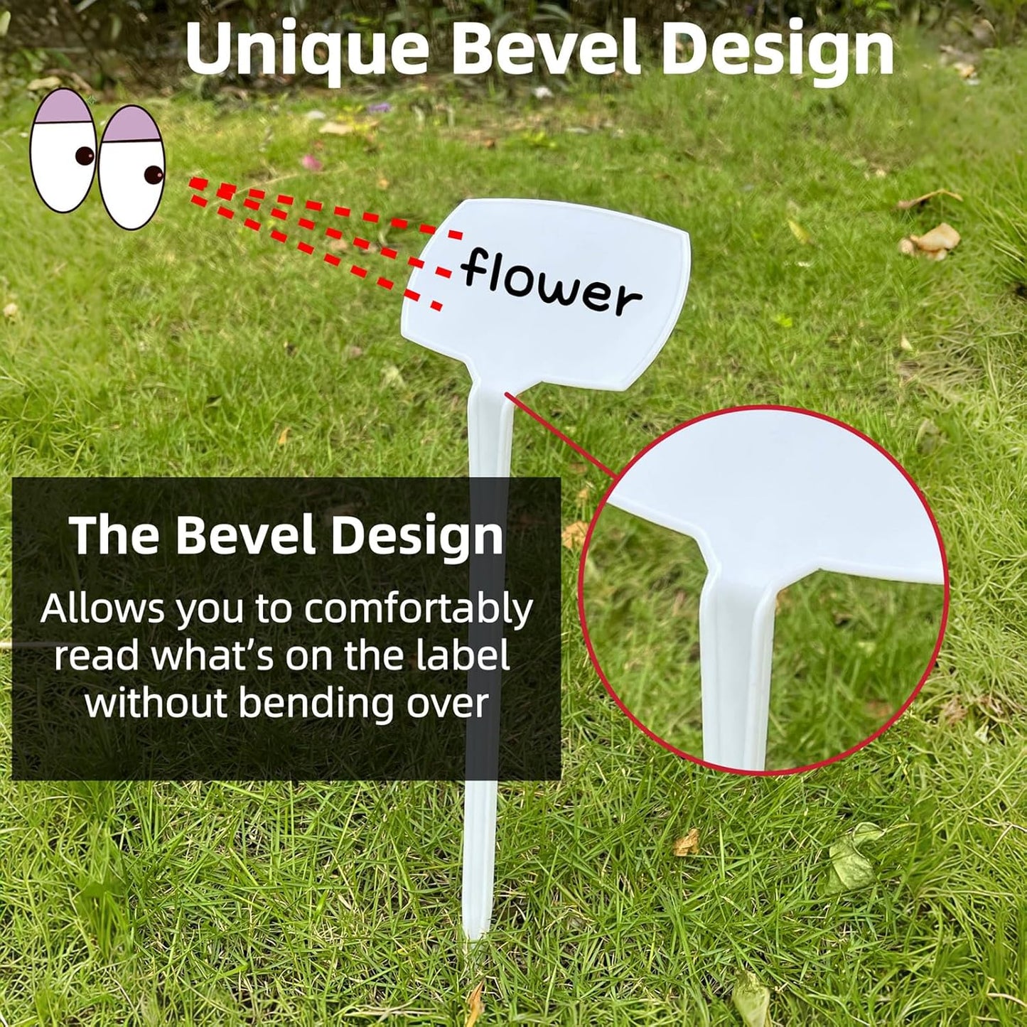 Large Plant Markers, 14.1'' Tall Plant Labels for Outdoor Garden Waterproof Durable T-Type Plastic Garden Labels, Perfect for Herbs, Flowers, Vegetable with a Marker Pen (12PCS)