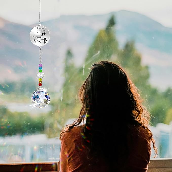 Memorial Gifts Crystal Suncatcher,Unique Sympathy Gifts for Loss of Loved One,Rainbow Maker Bereavement Gifts Box for Loss of Father Mom Dad Son Daughter Husband Brother Grandmother (Angel)