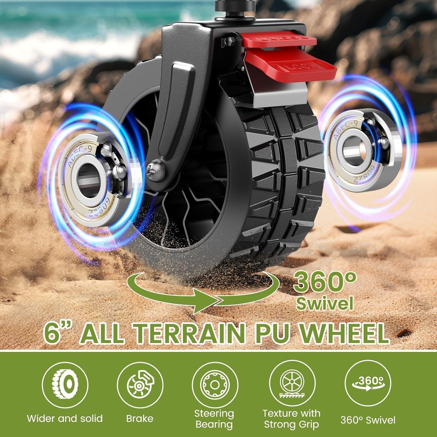 Collapsible Wagon Cart, 150L Heavy Duty Foldable Beach Wagon with Wider Wheels & Auto-Rebound Handle, Utility Grocery Shopping Cart for Garden, Shopping, Camping, Sports, Black