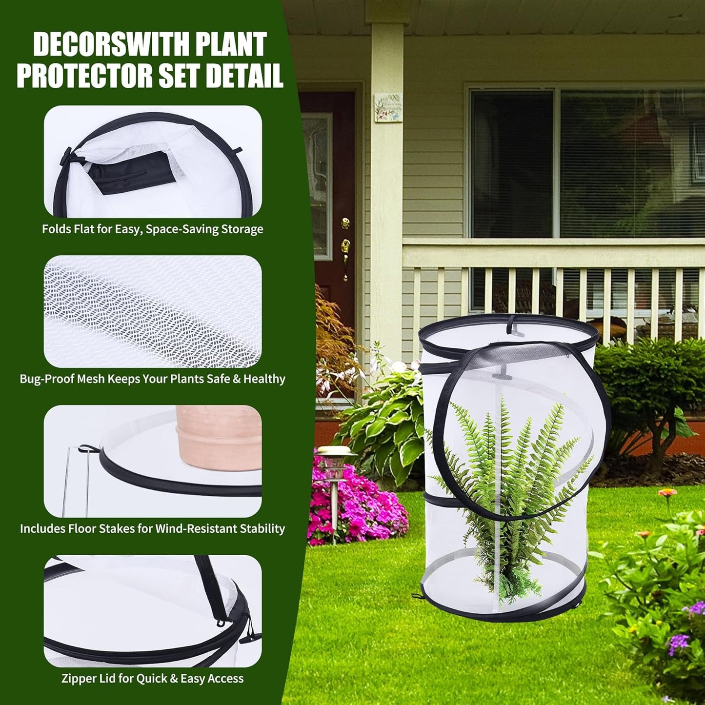 Plant Covers from Animals 20" H X 13" D, 4 PCS Garden Covers Cloches to Keep Animals Out for Outdoor Plants Protectors