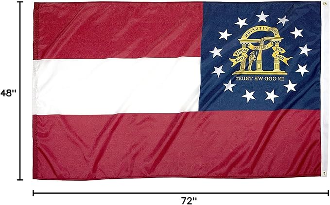 FlagSource Georgia Nylon State Flag, Made in the USA, 4x6'