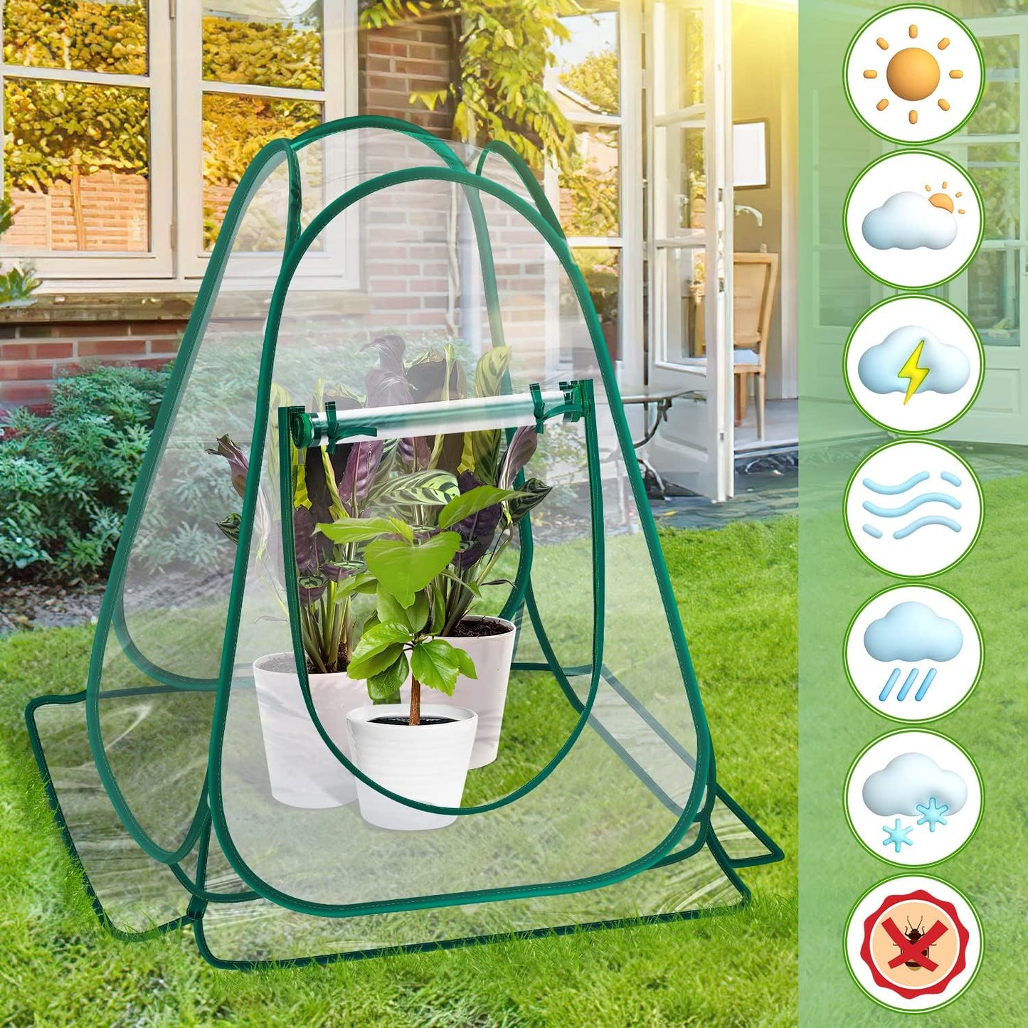Pop Up Greenhouse Cover, Mini Greenhouse PVC Gardening Plant 2-Pack, Portable Small Green House for Indoor Outdoor, Sunshine Room Backyard Flow