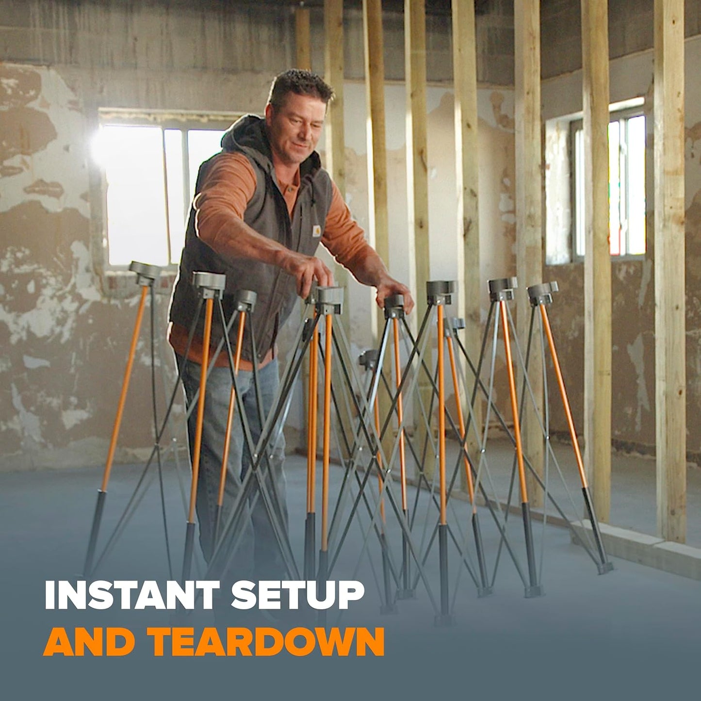 BORA Centipede CT12 36 inch Tall Portable Folding Workstand with Carry Strap, Collapsible Workbench, Construction Table, Support, Sawhorse, 4Ft X 6Ft, 36 inch Work Height, 4500lb Weight Capacity