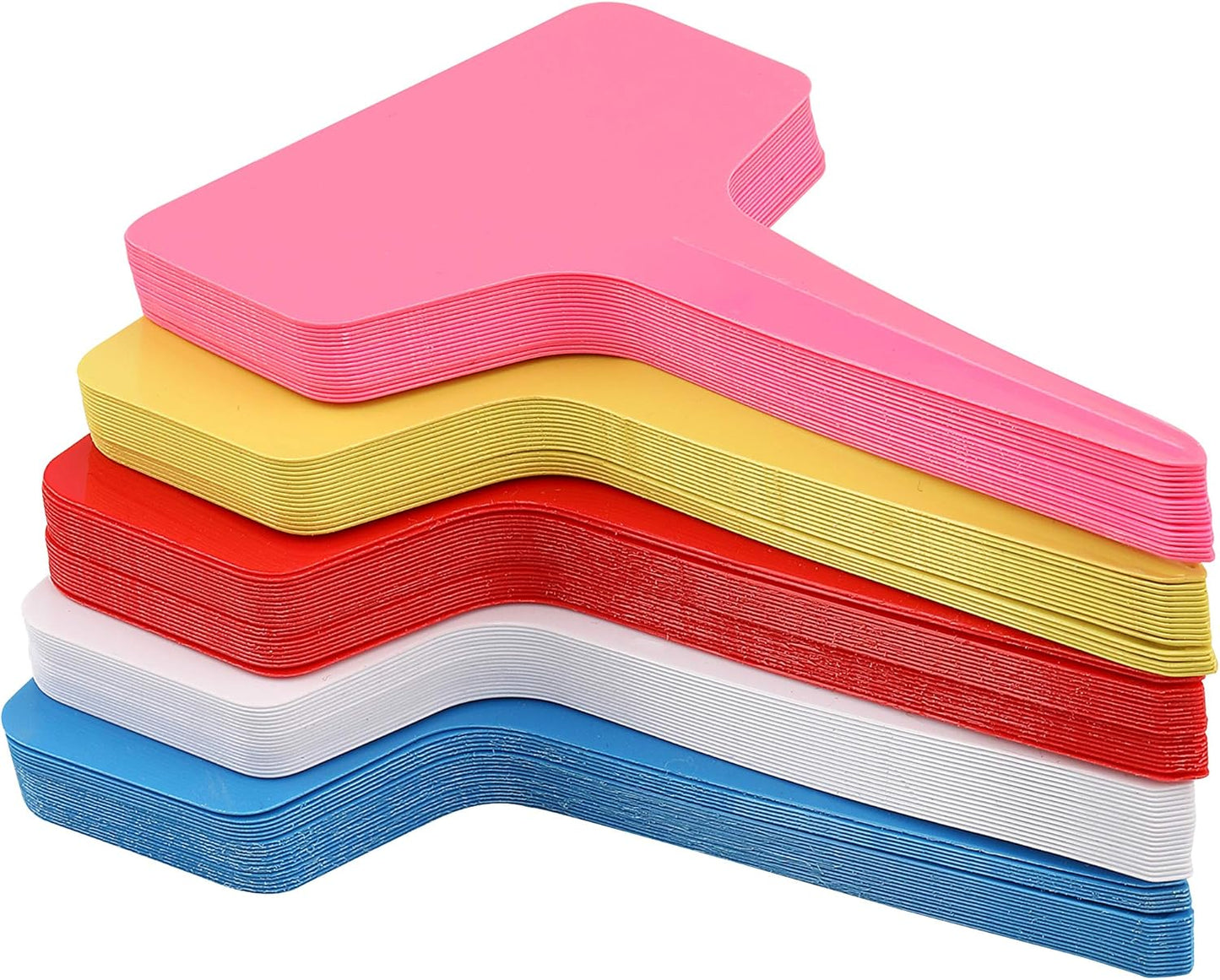 KINGLAKE Plant Labels,100 Pcs Multicolor Waterproof Plastic Plant Tags T-Type Nursery Garden Labels 6 x10cm,5 Colors