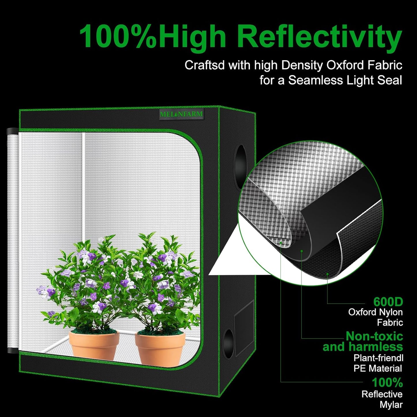 MELONFARM Small Grow Tent for Aerogarden，32”x24”x28” ，Hydroponics Growing System ，Highly Reflective 600D Diamond Mylar Canvas with Ventilation window and Floor Tray for Hydroponic Indoor Plant Growing