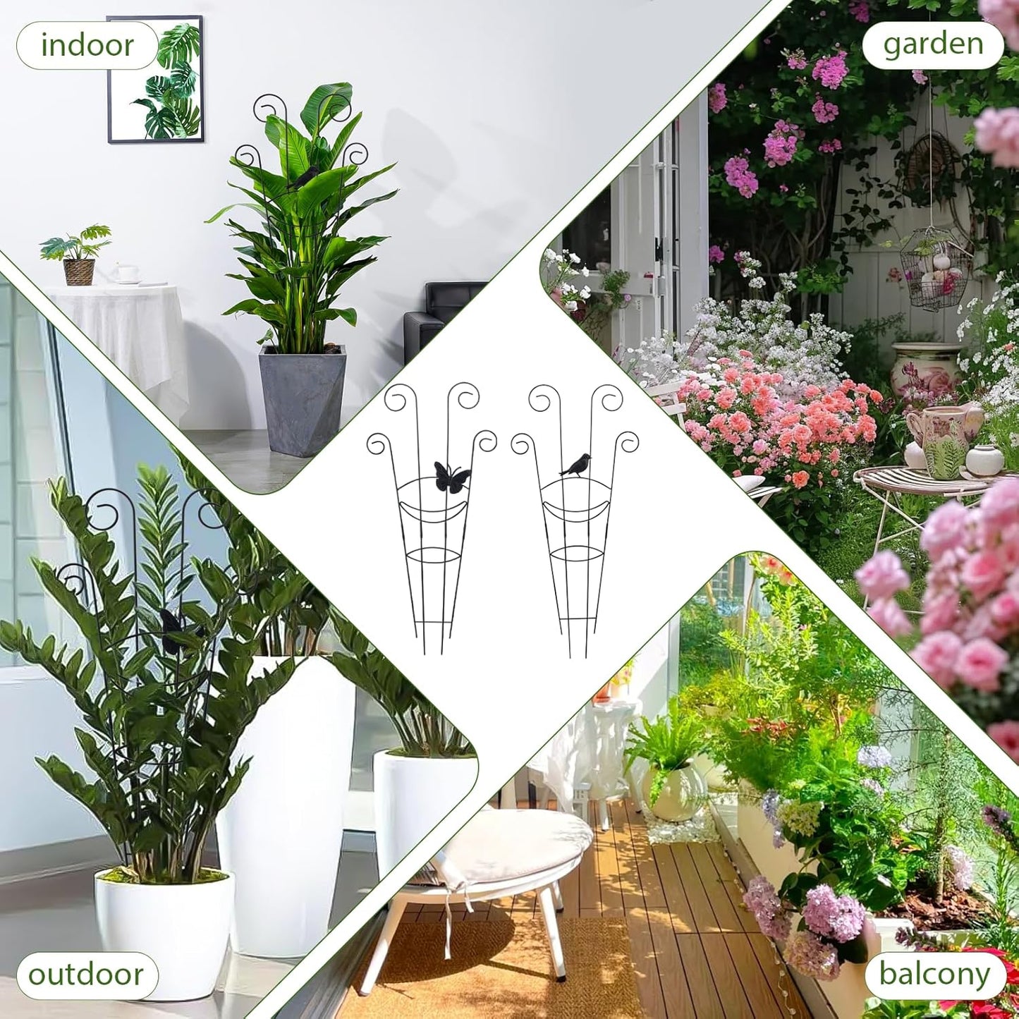 ZOUTOG Trellis for Climbing Plants Indoor 4 Pack 30 Inch,Rustproof Metal Garden Trellis for Potted Plants,Houseplant Support Indoor Outdoor for Ivy Pothos Monstera Hoya Flower Vines(Butterfly Shape)