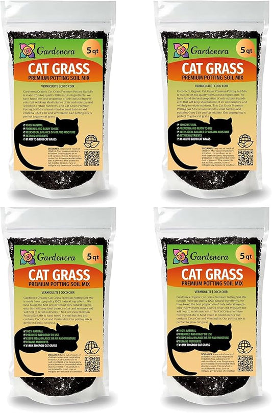 Cat Grass Potting Mix - Watch Your Cat Thrive with This Nourishing and Entertaining Treat - 20 QUARTS
