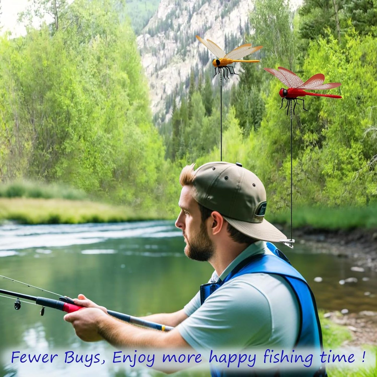 Dragonfly Clip on Hat, Dragonfly Garden Décor, 3D Fake Dragonflies the Deer or Horse Fly Nature Enemy to Scare Garden Fly for Indoor Outdoor Yard Patios Plants Flower and DIY Decoration(4Pcs-Colorful)