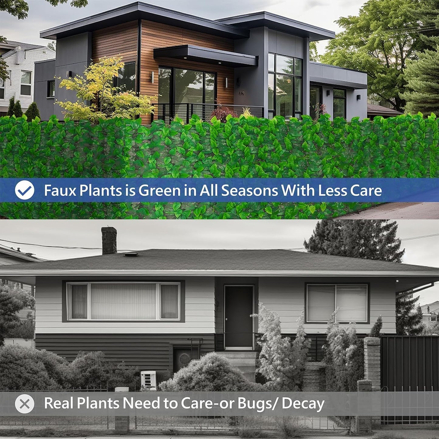 Artificial Ivy Fence, 80 in x 35 in Artificial Hedge Wall for Outdoor and Indoor, Ivy Vine Leaf Hedges Fence Panels for Patio, Balcony, Garden, Backyard Green Wall Decor, 4 Pieces