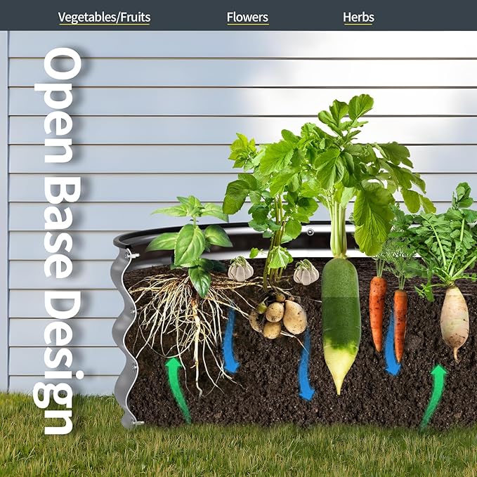 Kesfitt Raised Garden Bed Kit,Outdoor Galvanized Planter Raised Boxes with Safety Edging and Gloves,Large Metal Raised Garden Beds for Gardening Vegetables,Fruits,Flower(5x2x1FT)