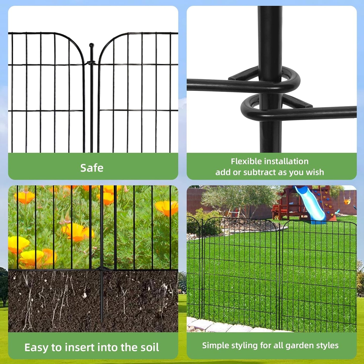Decorative Garden Fence, 5 Panels 40 in(H) X 11.8 ft(L) Rustproof Metal Wire No Dig Dog Fence Outdoor for Yard, Temporary Tall Garden Fence Animal Barrier Decor for Yard & Patio