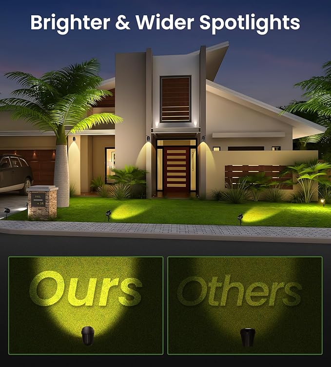 MEIKEE 7W LED Landscape Lights, 12V/24V Low Voltage Landscape Lighting with Connectors IP66 Outdoor Spotlights Warm White Garden Lights for Pathway Yard Patio 12-Pack