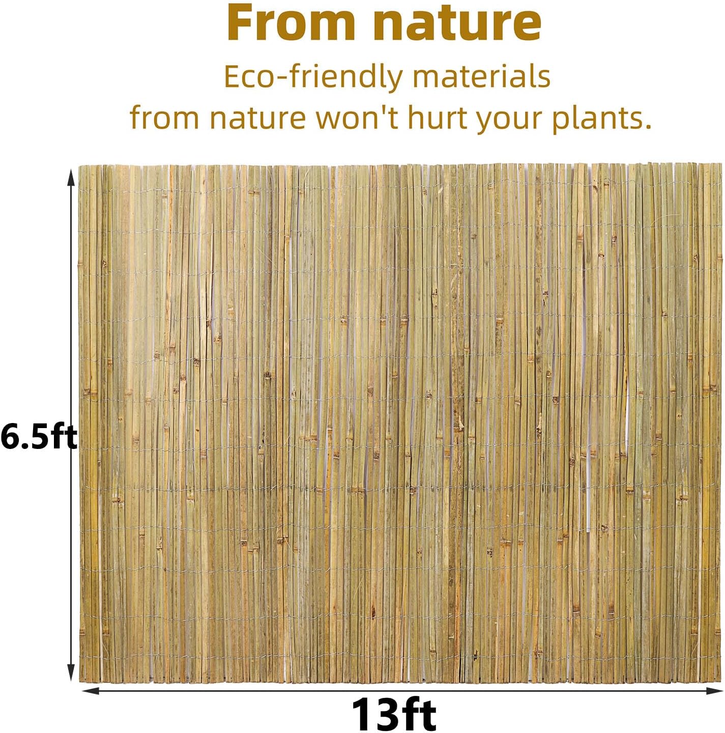 Natural Bamboo Slat Screening,6.5FT x 13FT Bamboo Fence Panel for Garden Privacy Fence Screen for Indoor or Outdoor(2mx4m Approx)