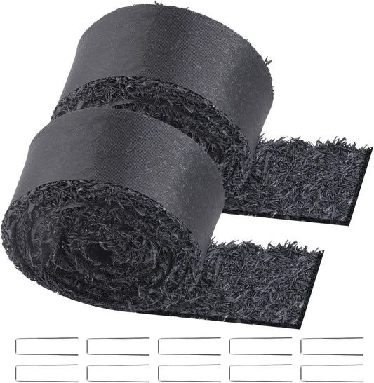 VEVOR 2-Pack Recycled Rubber Mulch Mat 120 x 4.5 in,Permanent Rubber Mulch for Landscaping, Black Mulch Garden Edging Border for Plants,Vegetables & Flower Garden Barrier