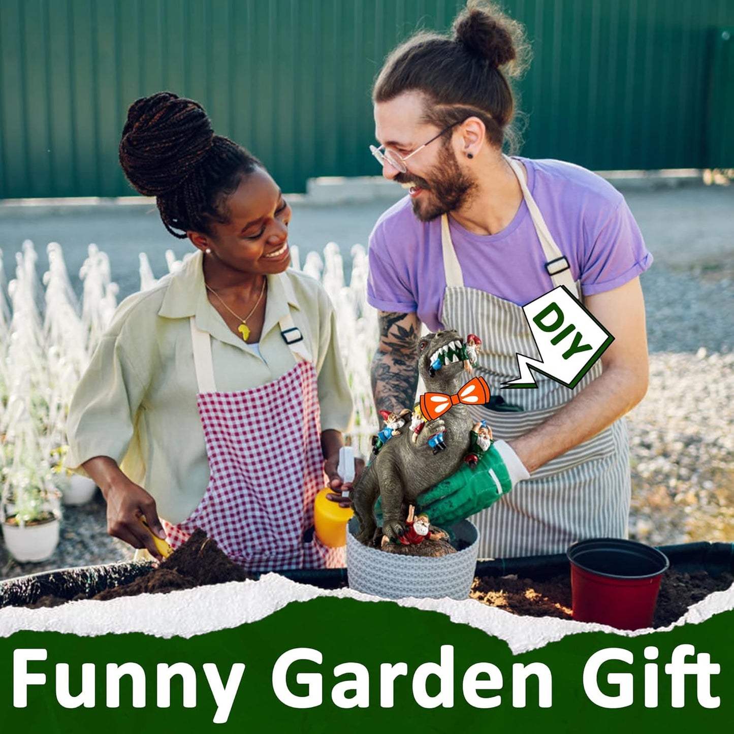 Dinosaur Gnomes Garden Statues Garden Decor Yard Decorations Outdoor, Patio, Yard, Lawn Ornaments Unique Housewarming Gifts for Women, Mom for Mothers Day